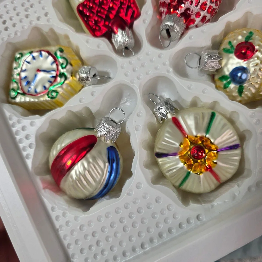 Home For The Holidays Vintage Miniature Glass Christmas Ornaments Set 12 Piece